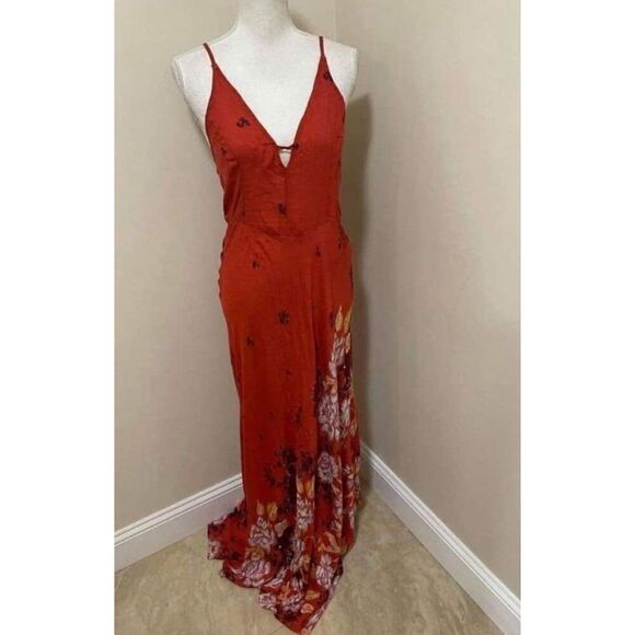 Free People Get To You Printed Maxi Slip Size M - Picture 5 of 7